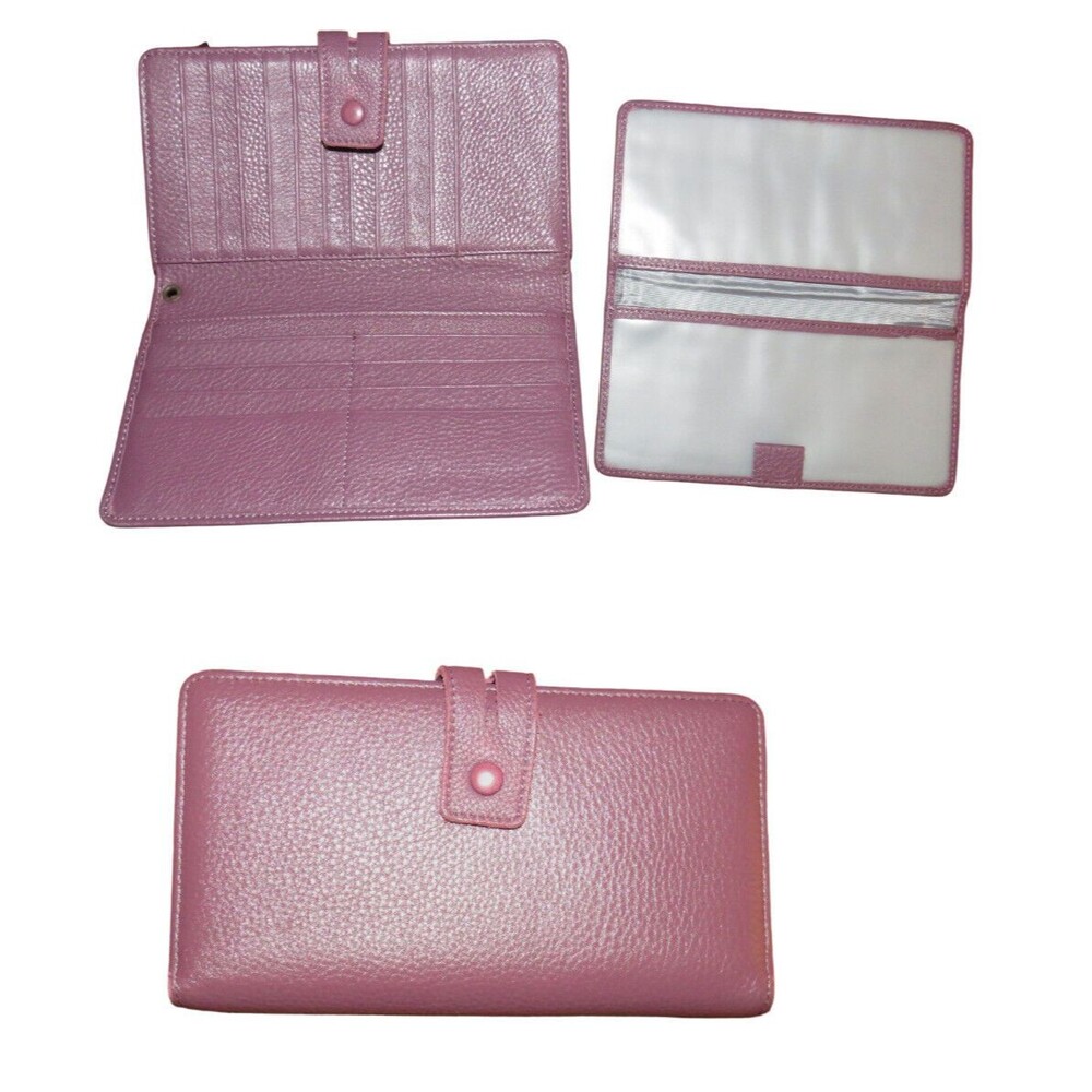 Bveyzi Women's Rfid Wallet Organizer Checkbook Holder Zip Snap Plum